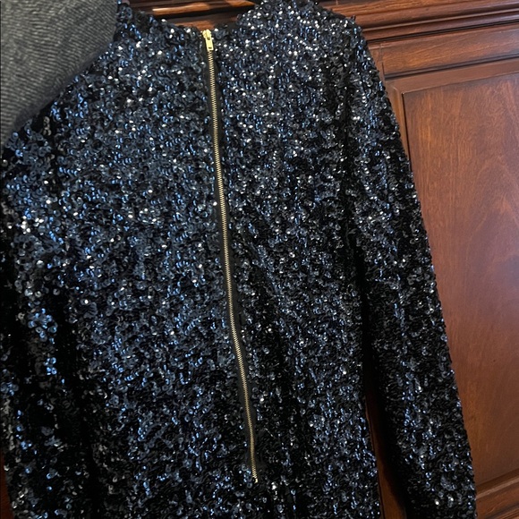 VENUS METALLIC BLUE SEQUINS V NECK COCKTAIL DRESS SIZE MEDIUM - Picture 4 of 4